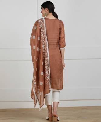 Light-brown embroidered synthetic salwar 2