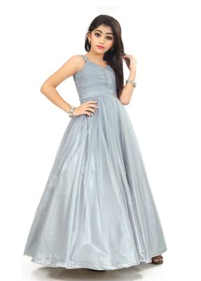 Kids Denim Net With Satin Lehenga Choli For Girls  2