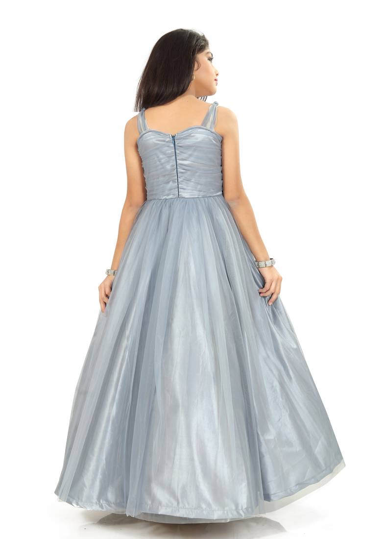 Kids Denim Net With Satin Lehenga Choli For Girls 