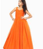 Kids Orange Wedding Wear Gown For Girls 