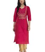 Lagi Women Straight Floral Embroidery Silk Kurta (Rk2164 A)