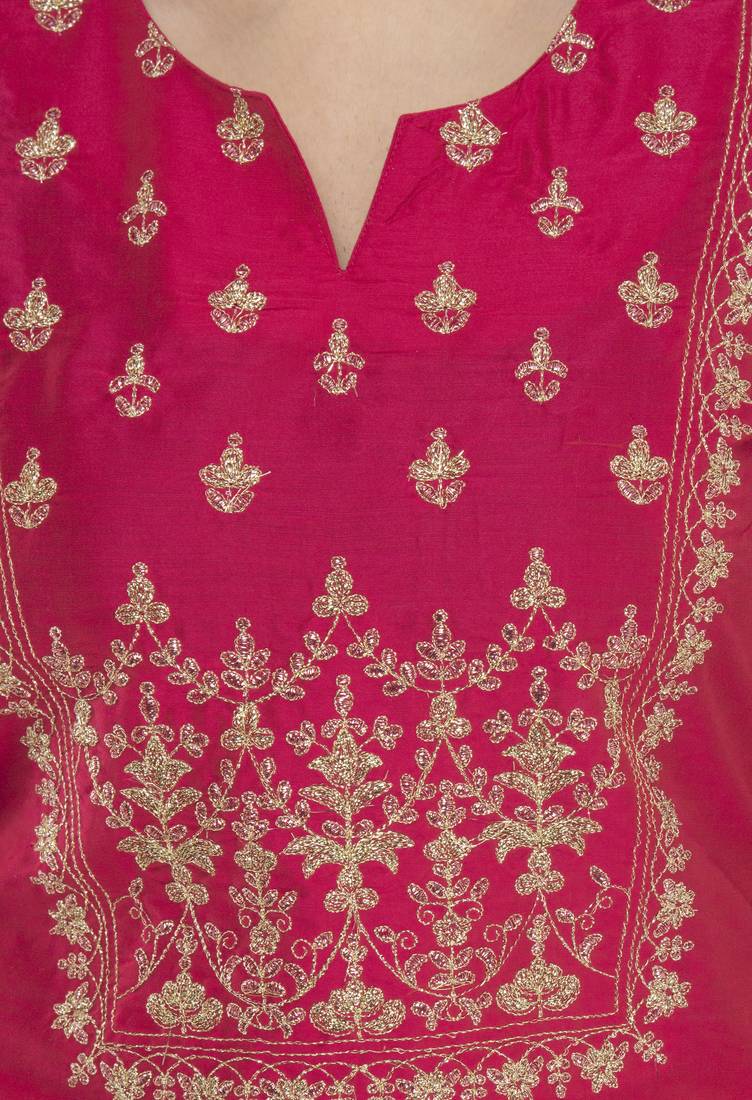 Lagi Women Straight Floral Embroidery Silk Kurta (Rk2164 A)