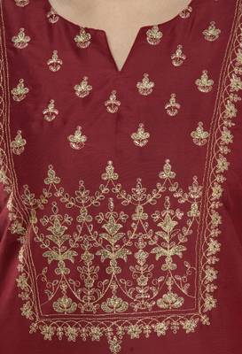 Lagi Women Straight Floral Embroidery Silk Kurta (Rk2164 B) 4