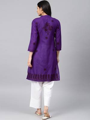 Purple embroidered cotton embroidered-kurtis 2