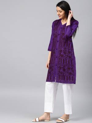 Purple embroidered cotton embroidered-kurtis 3