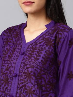 Purple embroidered cotton embroidered-kurtis 4