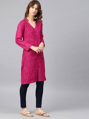 Magenta embroidered cotton embroidered-kurtis 3