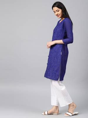 Navy-blue embroidered cotton embroidered-kurtis 3