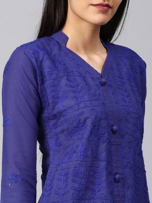 Navy-blue embroidered cotton embroidered-kurtis 4
