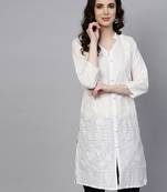 White embroidered cotton embroidered-kurtis