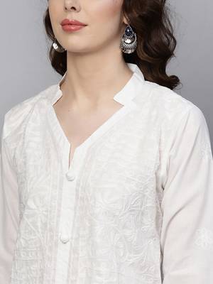 White embroidered cotton embroidered-kurtis 4