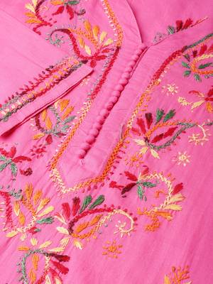 Pink hand woven cotton chikankari-kurtis 5