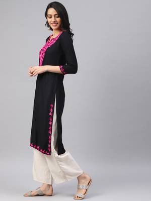 Black embroidered cotton embroidered-kurtis 3