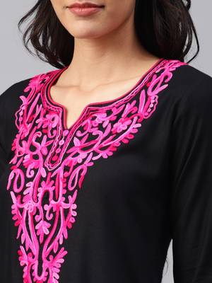 Black embroidered cotton embroidered-kurtis 4