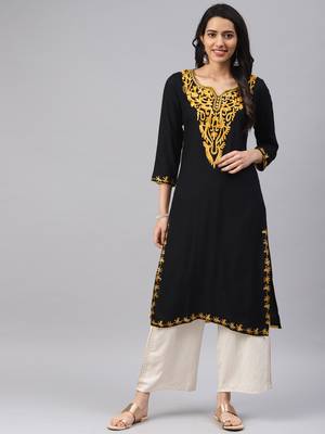 Black embroidered cotton embroidered-kurtis 1