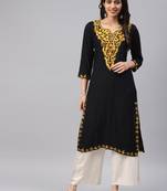 Black embroidered cotton embroidered-kurtis