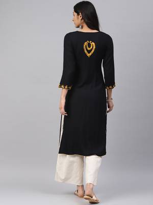 Black embroidered cotton embroidered-kurtis 2