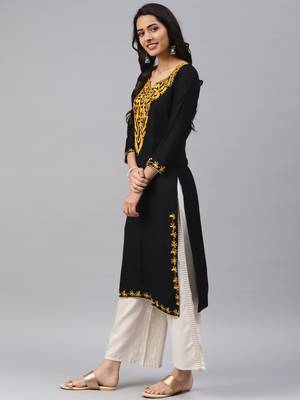 Black embroidered cotton embroidered-kurtis 3