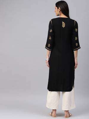 Black hand woven cotton chikankari-kurtis 2