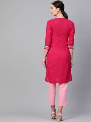 Pink embroidered cotton embroidered-kurtis 2