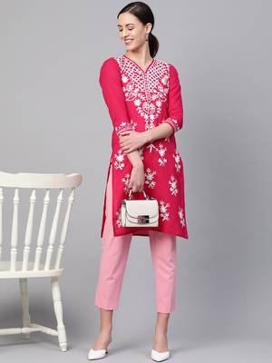 Pink embroidered cotton embroidered-kurtis 4