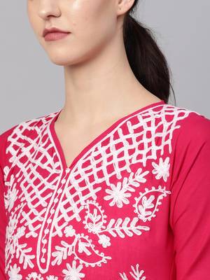Pink embroidered cotton embroidered-kurtis 5