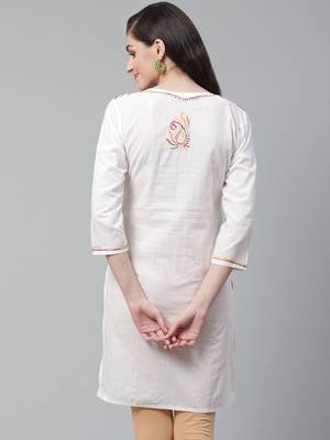 White hand woven cotton chikankari-kurtis 2