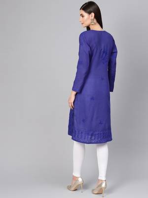 Blue embroidered cotton embroidered-kurtis 2