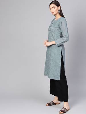 Grey embroidered cotton embroidered-kurtis 3