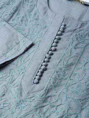Grey embroidered cotton embroidered-kurtis 5