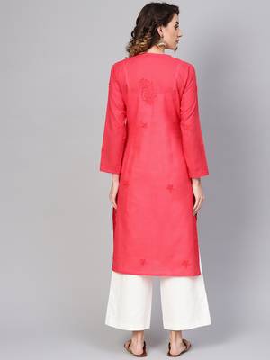 Pink embroidered cotton embroidered-kurtis 2