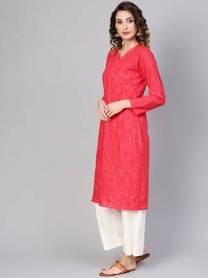 Pink embroidered cotton embroidered-kurtis 3