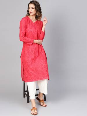 Pink embroidered cotton embroidered-kurtis 4