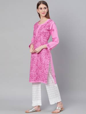 Pink embroidered cotton embroidered-kurtis 4