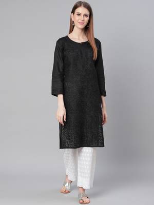 Black embroidered cotton embroidered-kurtis 1