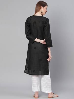 Black embroidered cotton embroidered-kurtis 2