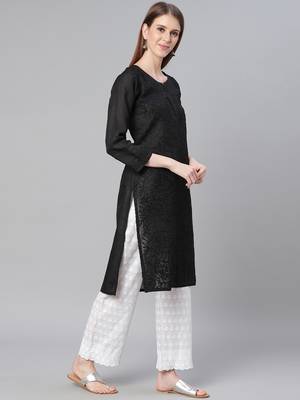 Black embroidered cotton embroidered-kurtis 3