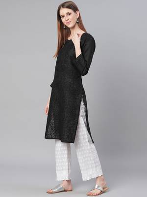 Black embroidered cotton embroidered-kurtis 4