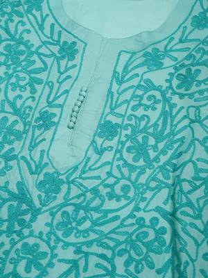 Sea-green embroidered cotton embroidered-kurtis 5
