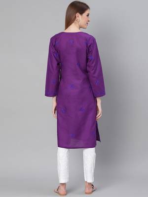 Purple embroidered cotton embroidered-kurtis 2