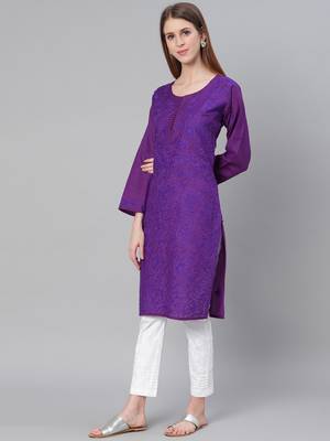 Purple embroidered cotton embroidered-kurtis 3