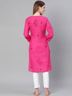 Magenta embroidered cotton embroidered-kurtis 2