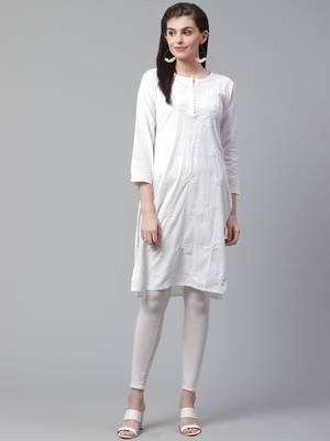 White embroidered cotton embroidered-kurtis 1