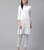 White embroidered cotton embroidered-kurtis