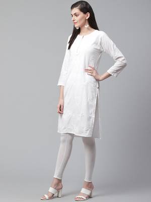 White embroidered cotton embroidered-kurtis 3