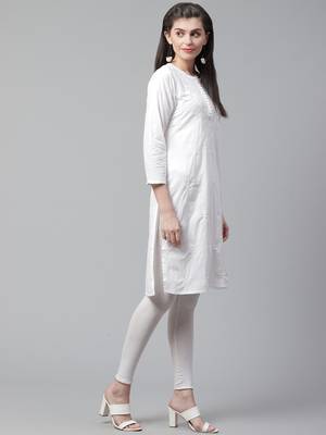 White embroidered cotton embroidered-kurtis 4