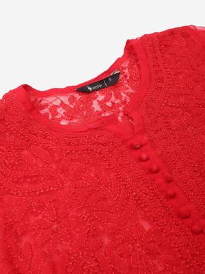Red embroidered georgette embroidered-kurtis 5
