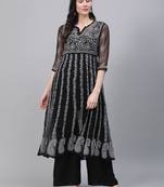 White embroidered georgette embroidered-kurtis