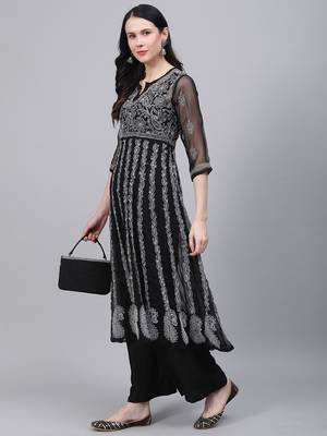 White embroidered georgette embroidered-kurtis 4