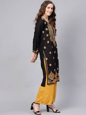 Black hand woven cotton chikankari-kurtis 2